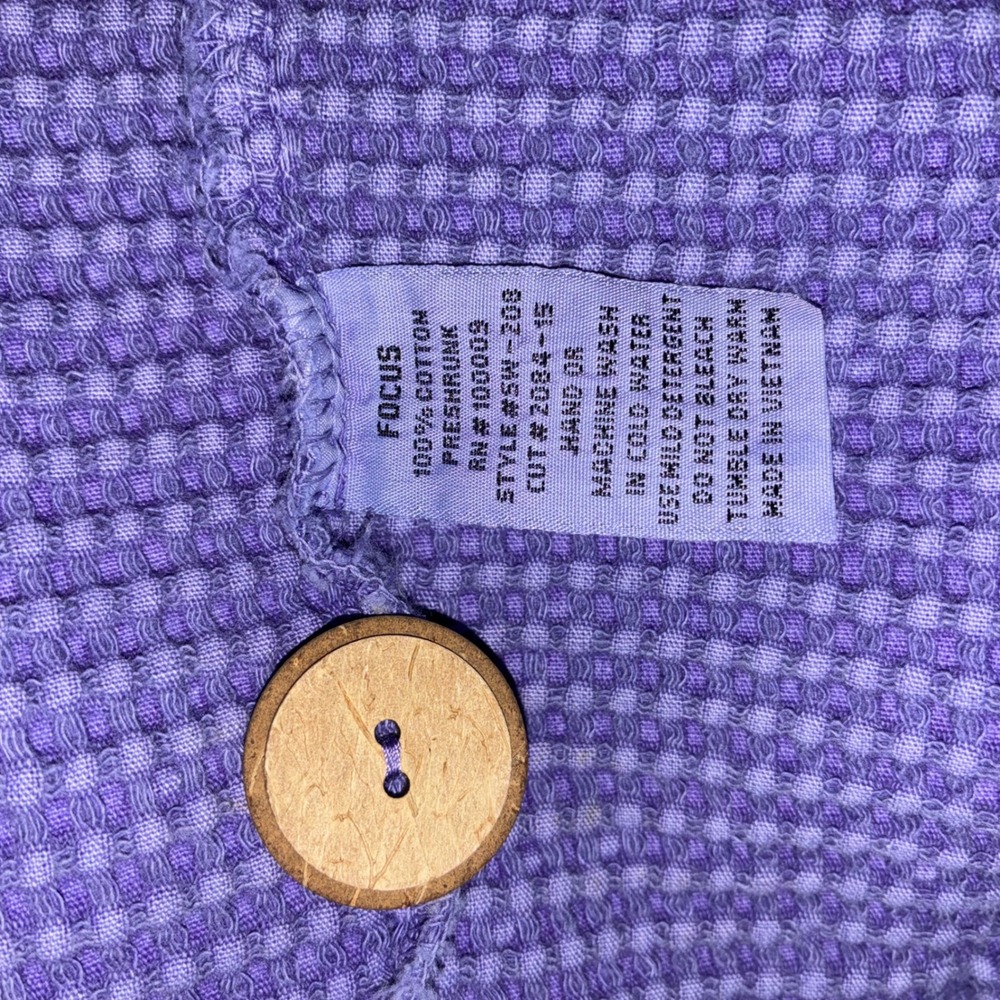 Focus Casual Life‎ Focus Purple Waffle Knit Button Down Vest Preshrunk Size S - Picture 4 of 7